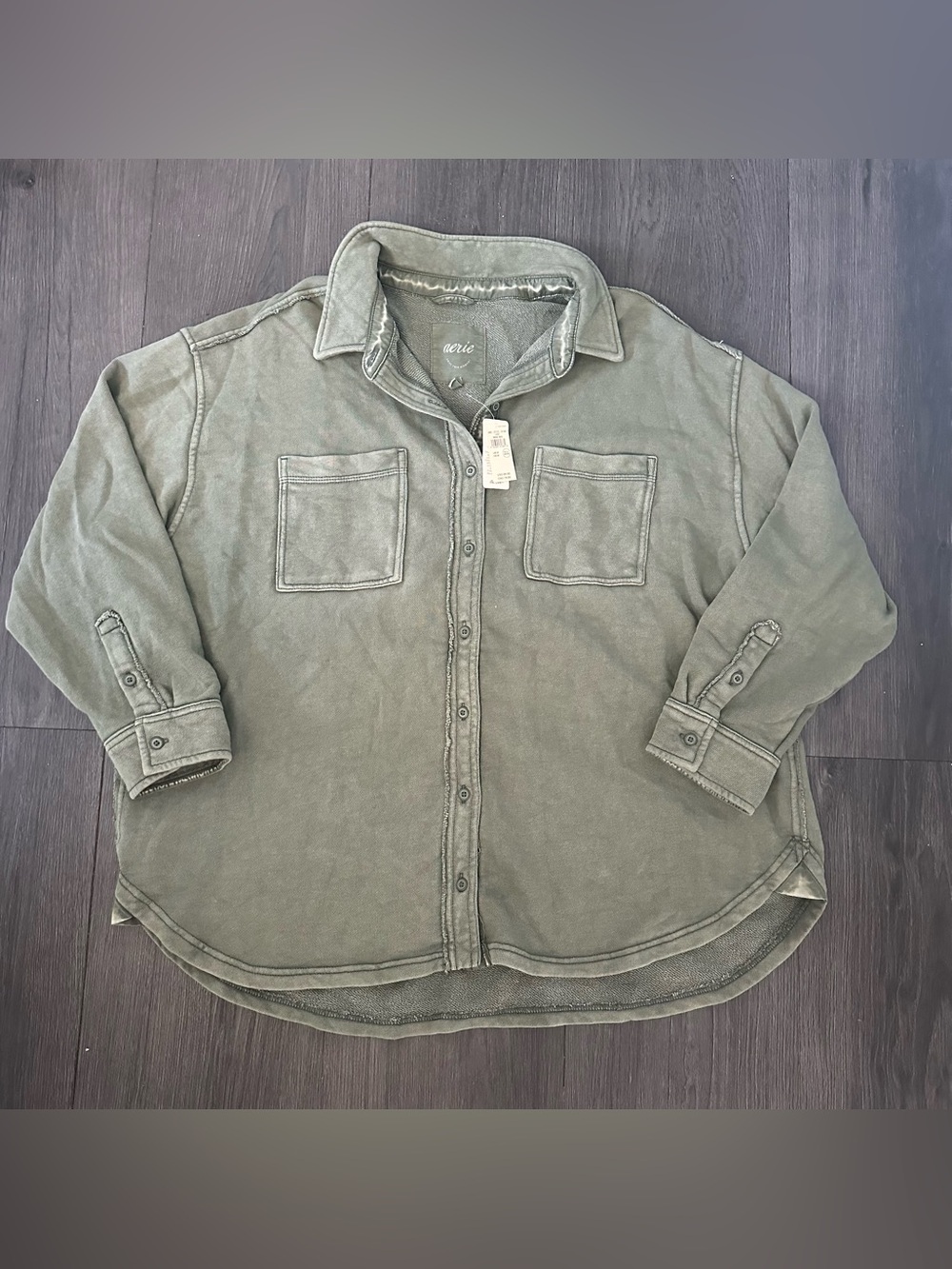 NWT Aerie Olive Green Button-Front Overshirt